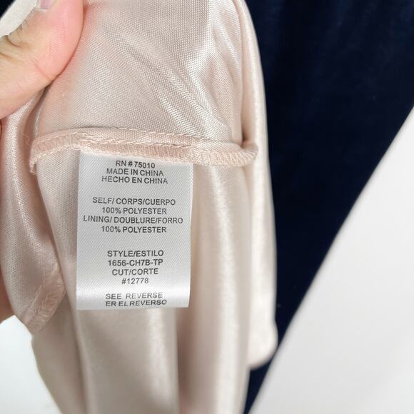 City Studios Juniors Size 5 Blue Velvet Off The Shoulder Gown Dress Split V Neck - Picture 10 of 14